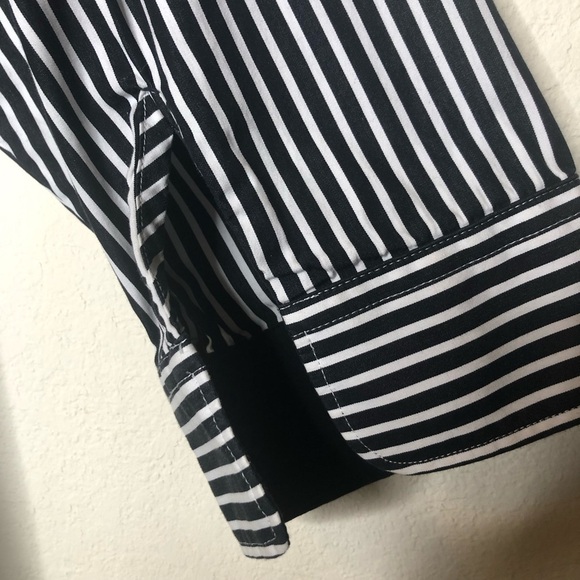 LAUREN RALPH LAUREN Striped Button-Down Shirt Black White 100% Cotton Size: 16 W - Picture 6 of 16